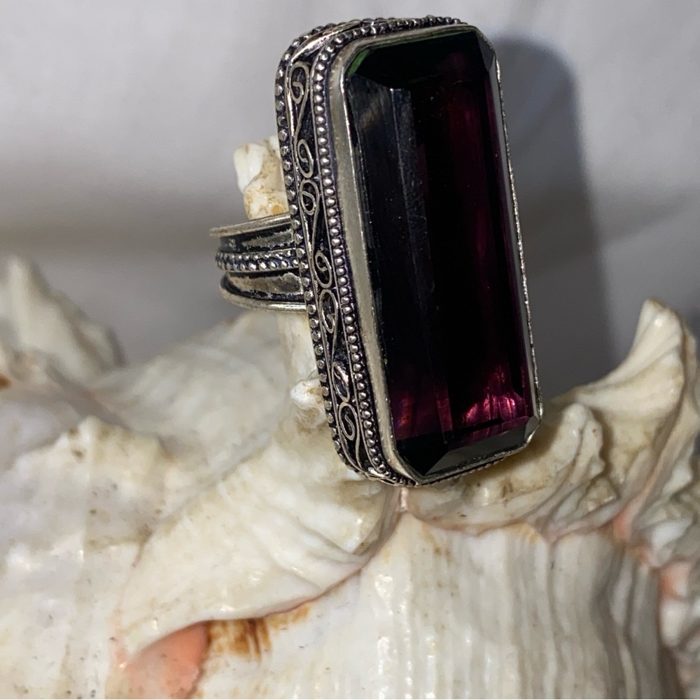 Exotic Syberian Plum Quartz Handcrafted vintage 925 ring - Picture 4 of 12